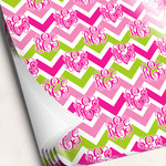 Pink & Green Chevron Wrapping Paper Sheets - Single-Sided - 20" x 28" (Personalized)