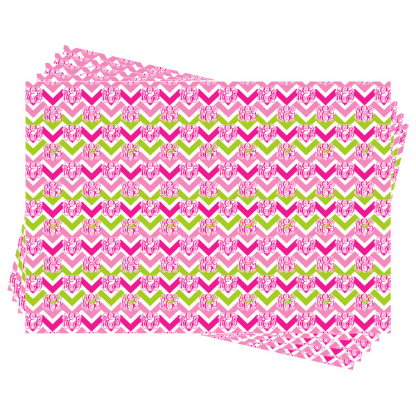 Pink & Green Chevron Wrapping Paper - Front & Back - Sheets Approval