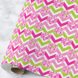 Pink & Green Chevron Wrapping Paper Roll - Large - Matte (Personalized)