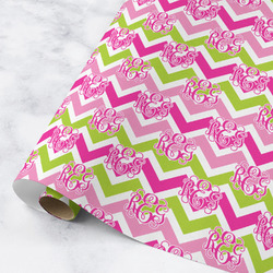 Pink & Green Chevron Wrapping Paper Roll - Medium - Matte (Personalized)