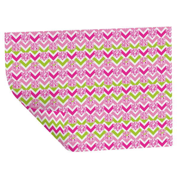 Custom Pink & Green Chevron Wrapping Paper Sheets - Double-Sided - 20" x 28" (Personalized)