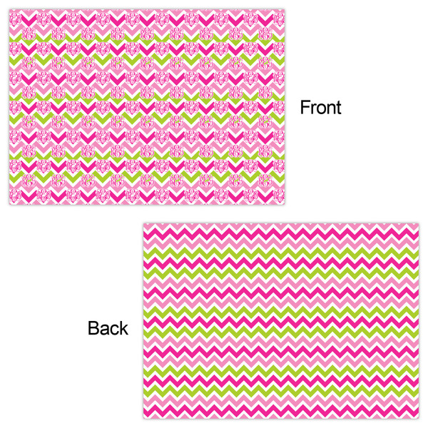 Pink & Green Chevron Wrapping Paper Sheet - Double Sided - Front & Back