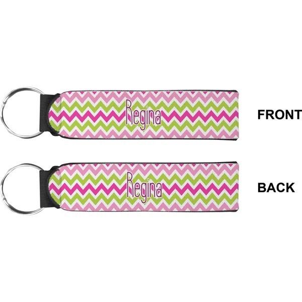 Pink & Green Chevron Wristlet (Front + Back)