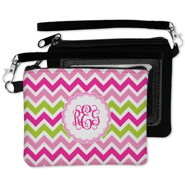 Pink & Green Chevron Wristlet ID Cases - MAIN