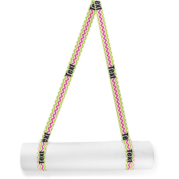 Custom Pink & Green Chevron Yoga Mat Strap (Personalized)
