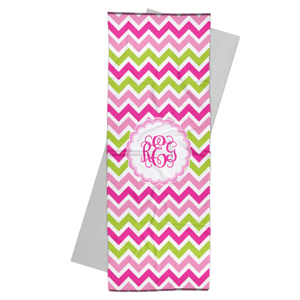 Custom Pink & Green Chevron Yoga Mat Towel (Personalized)