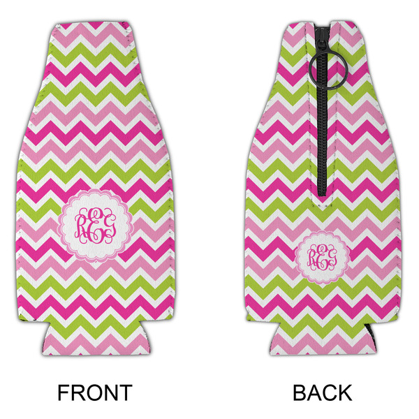 Pink & Green Chevron Zipper Bottle Cooler - APPROVAL