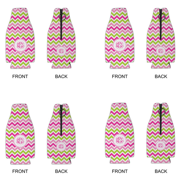 Pink & Green Chevron Zipper Bottle Cooler - Set of 4 - APPROVAL