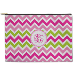Pink & Green Chevron Zipper Pouch (Personalized)