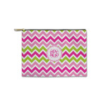 Pink & Green Chevron Zipper Pouch - Small - 8.5"x6" (Personalized)