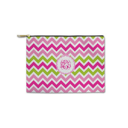 Pink & Green Chevron Zipper Pouch - Small - 8.5"x6" (Personalized)