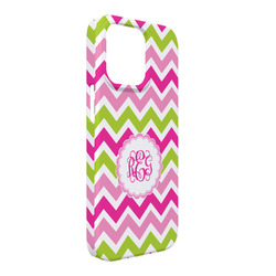 Pink & Green Chevron iPhone Case - Plastic - iPhone 13 Pro Max (Personalized)