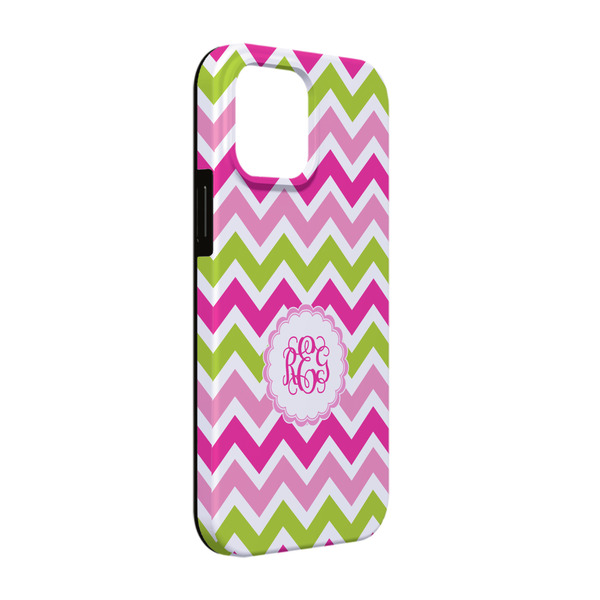 Custom Pink & Green Chevron iPhone Case - Rubber Lined - iPhone 13 Pro (Personalized)