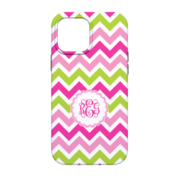 Pink & Green Chevron iPhone 13 Pro Tough Case - Back