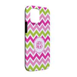 Pink & Green Chevron iPhone Case - Rubber Lined - iPhone 13 (Personalized)