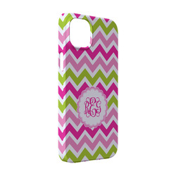 Pink & Green Chevron iPhone Case - Plastic - iPhone 14 Pro (Personalized)