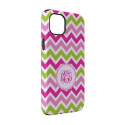 Pink & Green Chevron iPhone Case - Rubber Lined - iPhone 14 Pro (Personalized)