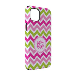 Pink & Green Chevron iPhone Case - Rubber Lined - iPhone 14 (Personalized)