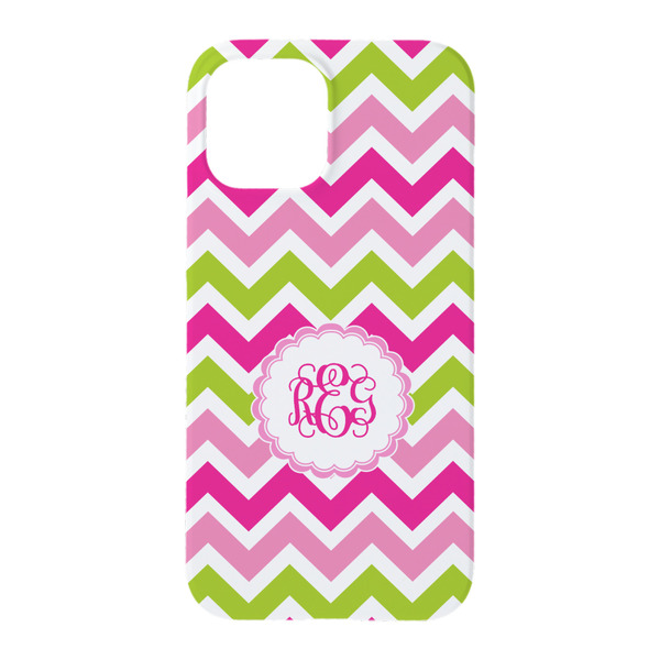Pink & Green Chevron iPhone 15 Case - Back