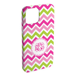 Pink & Green Chevron iPhone Case - Plastic - iPhone 15 Pro Max (Personalized)