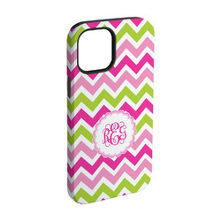 Pink & Green Chevron iPhone Case - Rubber Lined - iPhone 15 Pro (Personalized)