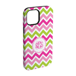 Pink & Green Chevron iPhone Case - Rubber Lined - iPhone 15 (Personalized)