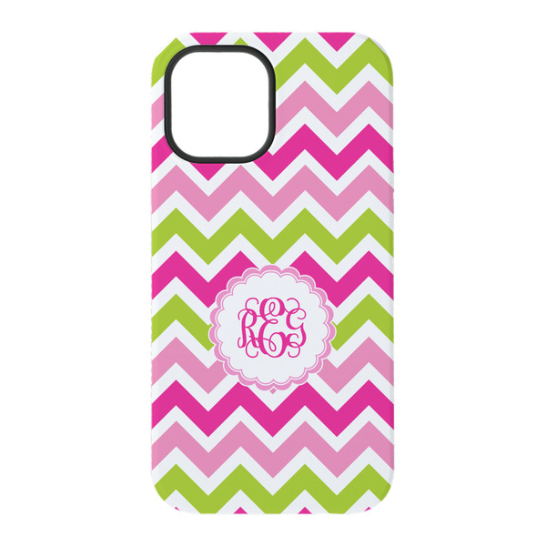 Pink & Green Chevron iPhone 15 Tough Case - Back