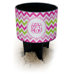Pink & Green Chevron Black Beach Spiker Drink Holder (Personalized)