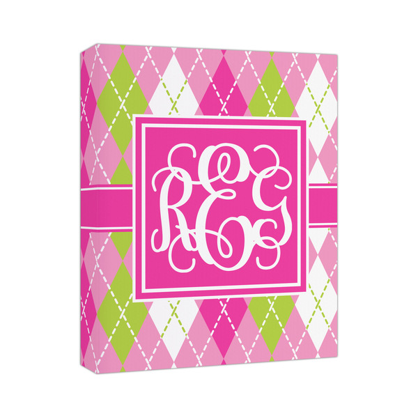 Custom Pink & Green Argyle Canvas Print (Personalized)