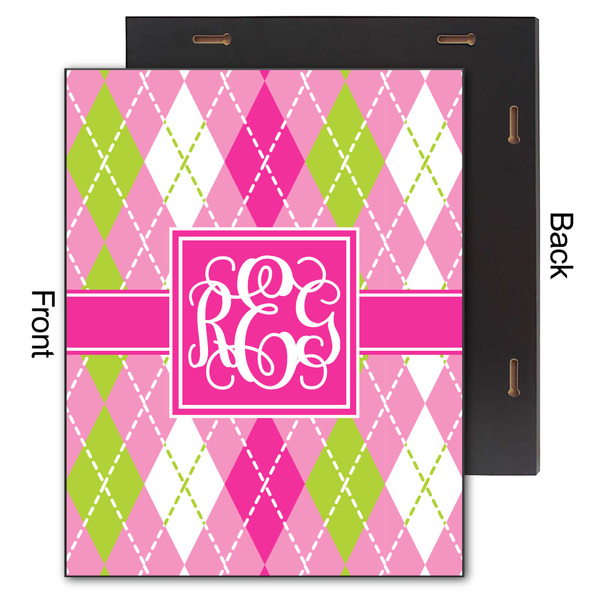 Pink & Green Argyle 11x14 Wood Print - Front & Back View
