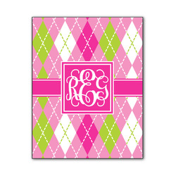 Pink & Green Argyle Wood Print - 11x14 (Personalized)