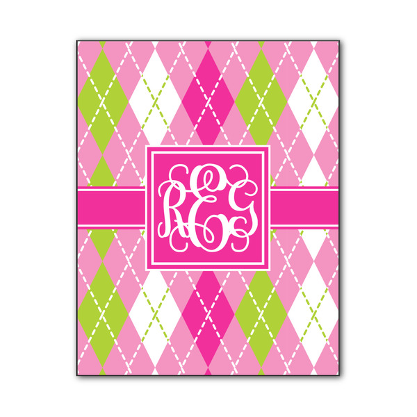Custom Pink & Green Argyle Wood Print - 11x14 (Personalized)