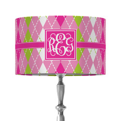 Pink & Green Argyle 12" Drum Lamp Shade - Fabric (Personalized)