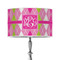 Pink & Green Argyle 12" Drum Lampshade - ON STAND (Poly Film)