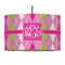 Pink & Green Argyle 12" Drum Pendant Lamp - Fabric (Personalized)