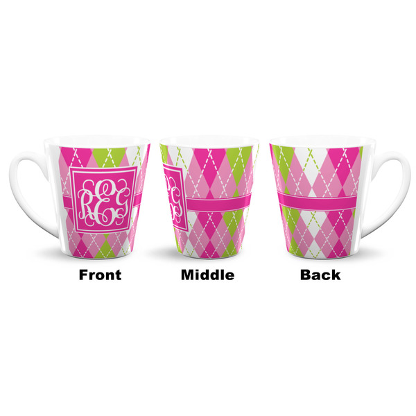 Pink & Green Argyle 12 Oz Latte Mug - Approval
