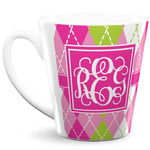 Pink & Green Argyle 12 Oz Latte Mug (Personalized)