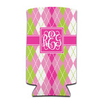 Pink & Green Argyle Can Cooler (tall 12 oz) (Personalized)