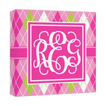 Pink & Green Argyle Canvas Print - 12x12 (Personalized)