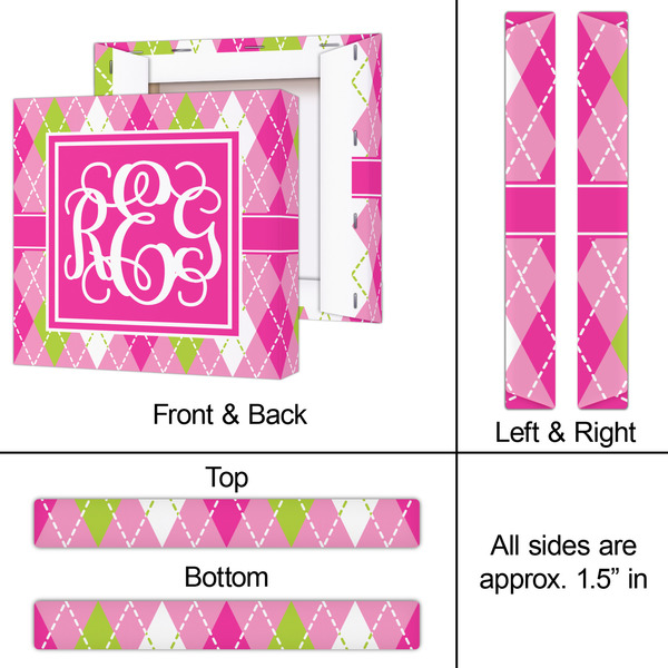 Pink & Green Argyle 12x12 - Canvas Print - Approval