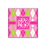 Pink & Green Argyle Wood Print - 12x12 (Personalized)