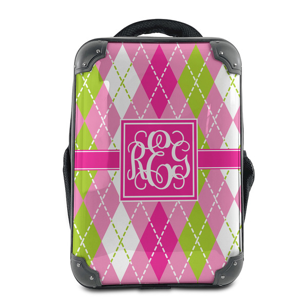 Custom Pink & Green Argyle 15" Hard Shell Backpack (Personalized)