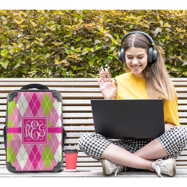 Pink & Green Argyle 15" Backpack - LIFESTYLE