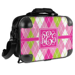 Pink & Green Argyle Hard Shell Briefcase (Personalized)