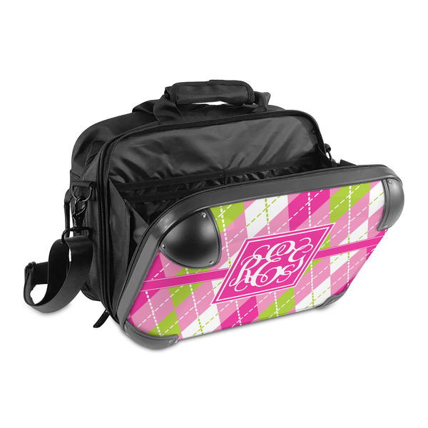 Pink & Green Argyle 15" Hard Shell Briefcase - Open