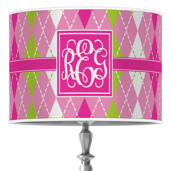 Custom Pink & Green Argyle Drum Lamp Shade (Personalized)
