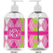 Pink & Green Argyle 16 oz Plastic Liquid Dispenser- Approval- White