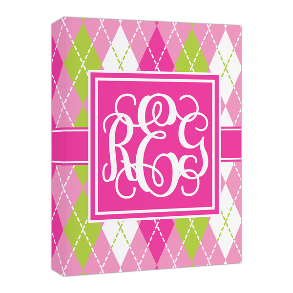 Custom Pink & Green Argyle Canvas Print - 16x20 (Personalized)
