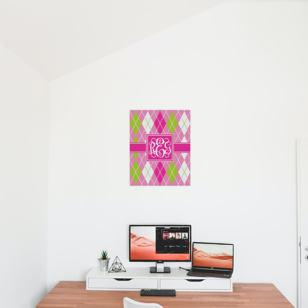 Pink & Green Argyle 16x20 - Matte Poster - On the Wall