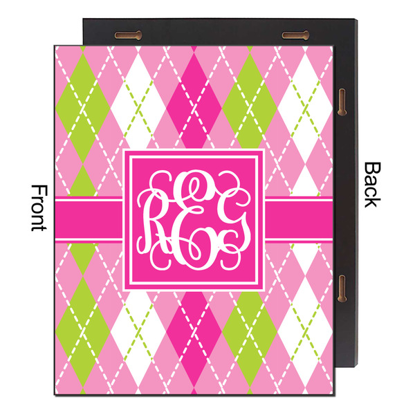 Pink & Green Argyle 16x20 Wood Print - Front & Back View